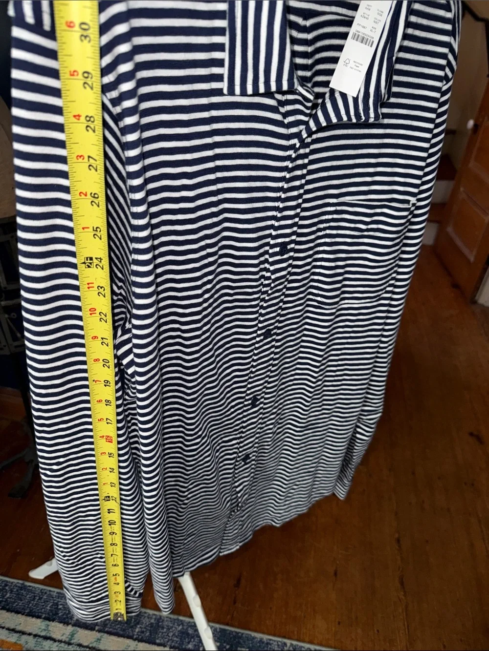 J. Crew Navy and White Striped Men's Button-Down Shirt